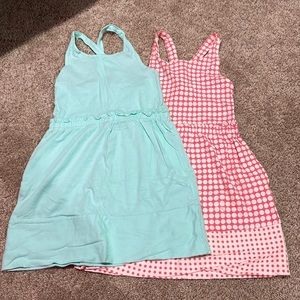 BUNDLE! pink and white poka dot dress, mint green dress BOTH with cross back